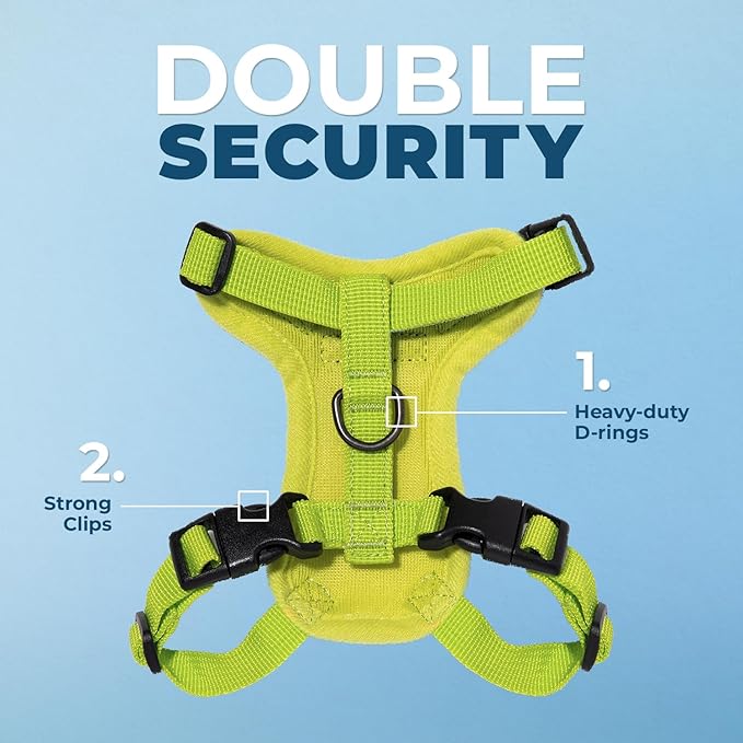 Voyager Step-in Lock Adjustable Cat Harness w. Cat Leash Combo Set with Neoprene Handle 5ft - Supports Small, Medium and Large Breed Cats by Best Pet Supplies - Lime Green, XXXS