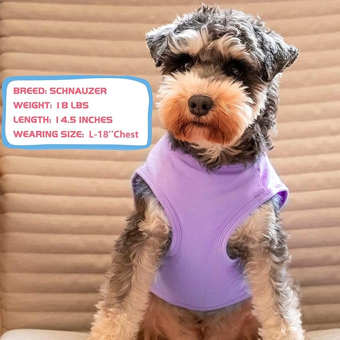 KYEESE 2Pack Dog Shirts Striped T Shirt Soft Tee for Small Dogs Cotton Tank Top Lightweight Sleeveless Vest Dog Clothes, Small,Purple+Striped