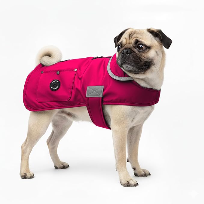 Joyride Harness FrostFlex Dog Winter Jacket - Fleece Lined & Water-Resistant - Snowsuit with Pockets for Treats & Poop Bags - Durable Cold Weather Dog Coat - Pink Berry-XL