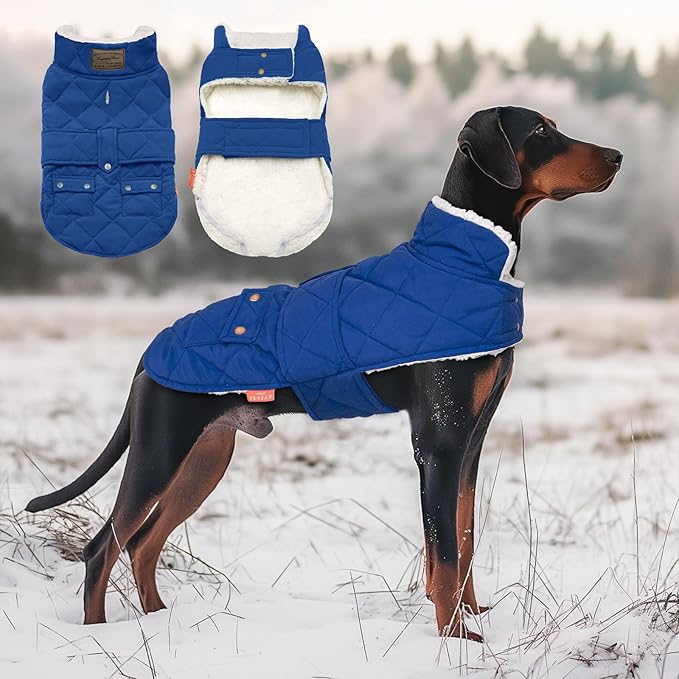 KYEESE Dog Coat Soft Dogs Jacket with Pocket Warm Pet Winter Puffer Coat with Leash Hole Waterproof Pets Clothes for Cold Weather Thick Dog Coats for Medium Dogs Windproof Pet Sweater