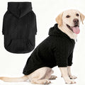EXPAWLORER Textured Cable Knit Basic Dog Hoodie, Elevated Style Dog Sweater with Leash Hole and Pocket, Soft and Warm Pet Winter Coat, Cold Weather Clothes for Small Medium Large Dogs Cats,Black XL