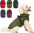 Warm Dog Winter Coat, Fashion Sports Cold Weather Jacket with Built-in Harness, Reflective & Adjustable Comfortable Pet Vest, Waterproof Windproof Apparel for Small Medium Large Dogs (Green)