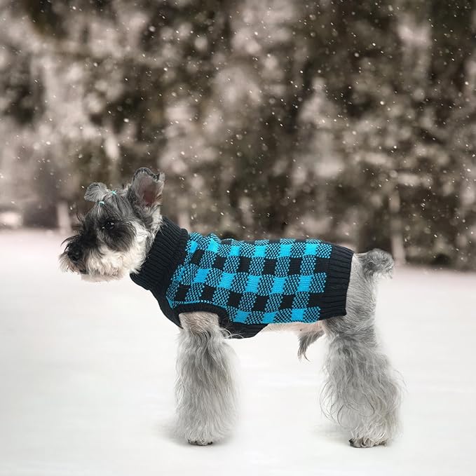 PUPTECK Dog Sweaters for Large Medium Small Dogs - Fall Classic Plaid Style Puppy Holiday Winter Coat Clothes Warm