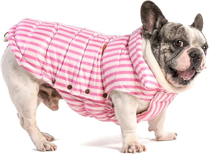 SPACE LION Dog Puffer Jacket, Down Winter Coat, Durable Outdoor Coat for Cold and Windy Conditions, Waterproof, Lightweight Jacket, Adjustable Fit for Small, Medium, Large Dogs(Pink,12/M)