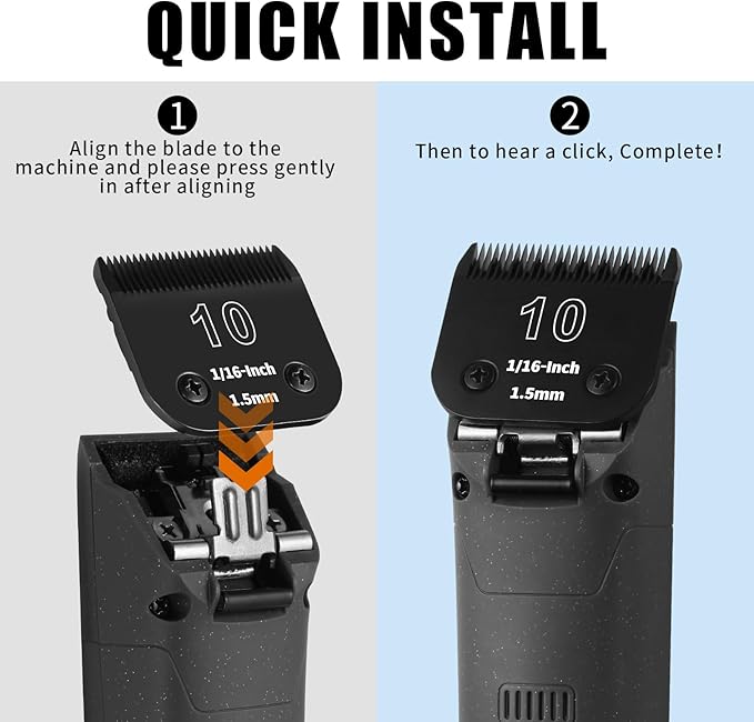 3 Pack 10# Detachable Dog Grooming Steel Blades,Compatible with Andis,Oster A5,Wahl KM-10 Series,Cut Length 1/16-Inch 1.5MM （Black）