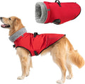 Mihachi Dog Coat for Large Dogs, Warm Dog Winter Coat Waterproof Dogs Jacket with Harness Built in Reflective Pet Fleece Vest, Puppy Cold Weather Coats Turtleneck & Windproof Pet Snowsuit, Red XXL
