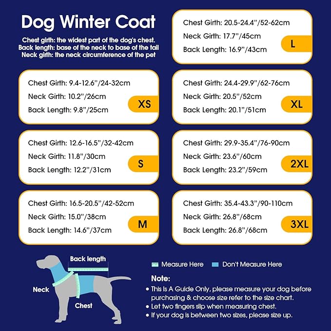 Dog Winter Coat Warm Padded Puppy Jacket Windproof Water Resistant Clothes for Small Medium Large Pets Christmas Sweater Outfit Vest(DarkBlue, S)