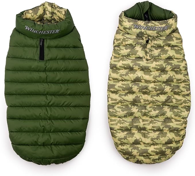 Winchester Pet Premium Reversible Dog Puffer Vest, Green, Extra Large