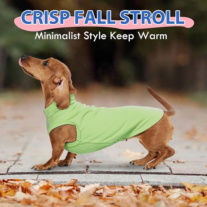 Dog Fleece Vest - Green, S - Soft Warm Sweatshirt, Lightweight | Stretchable Sweaters for Small Dogs, Pullover Sleeveless Design, Chihuahua T-Shirt,Indoor Comfort