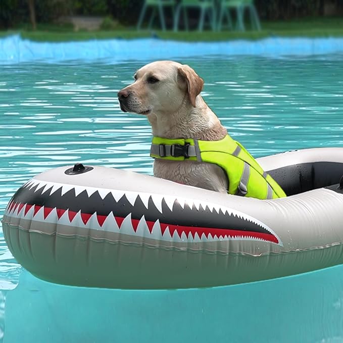 Kuoser Medium Dog Life Jackets - Reflective Swim Vests for Beach & Boating, Green