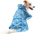 NACOCO Large Dog Raincoat Adjustable - Pet Shark Water Proof Clothes Lightweight Rain Jacket Poncho Hoodies with Strip Reflective Blue (M, Blue Shark)