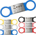 Anavia Slide On Silent Pet ID Tags, S/M/L/XL Personalized Multi-Color Silicone Band Cat Dog Name Tags, Customized Engraved Stainless Steel, Chew-Proof Quiet Dog Collar Tags (Small, Blue)