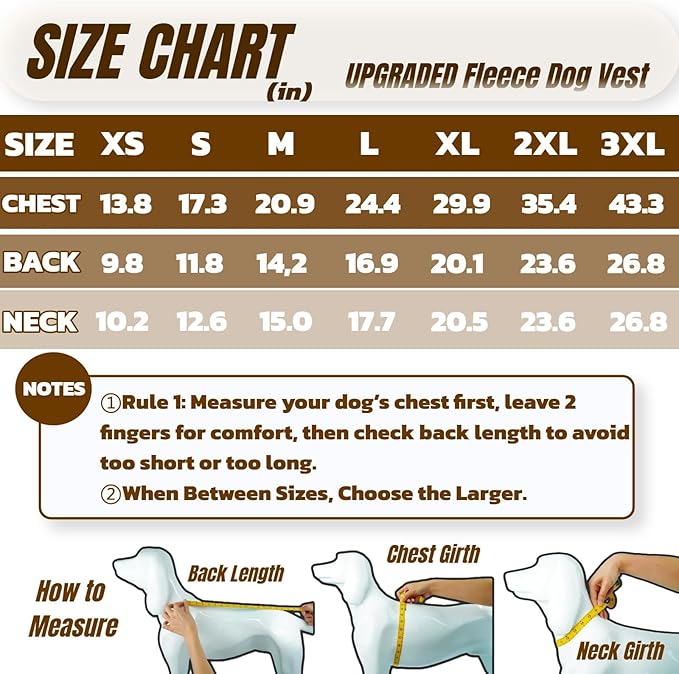 Winter Warm Turtleneck Fleece Vest Dog Sweater, Ultra-Soft & Snug Coat for Large Dogs with Back-Zipper, Thermal Doggie Vests Jacket with Reflective Strip, Pet Clothes Boxer Labrador Boy Girl(Brown,XL)
