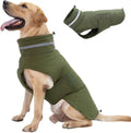 Dog Coat, Waterproof Winter Jacket, Warm Windproof Vest, Reflective Adjustable Turtleneck Coats for Large Dogs with Hook & Loop - Green - XL