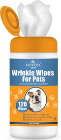 NOVEHA 120PCs - 5”x7” Large Dog Wipes | Wipes for Bulldog, French Bulldog, Pug, English Bulldog | Deodorizing, for Multiple Areas Removes Dirt, Wrinkles, Folds, Tear Stain, Tail Pockets & Paws