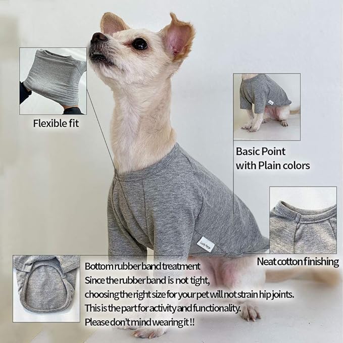 Dog Shirt for Small Dogs Plain T-Shirts Soft Breathable Dog Cotton Shirt pet Clothes (X-Large, Gray)