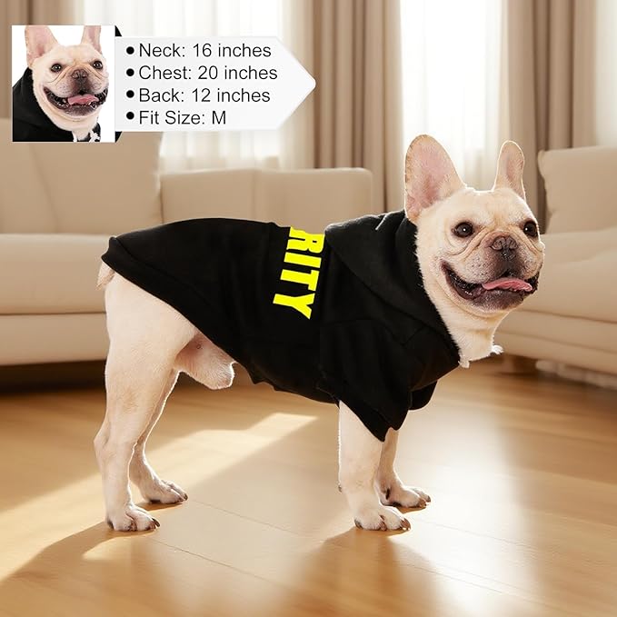 EXPAWLORER Security Dog Hoodie Puppy Sweater - Dog Sweatshirt Soft Fleece Lined Pet Clothes, Cold Weather Hooded Jacket Coat Keep Warm for Small Medium Large Dogs Cat, Small