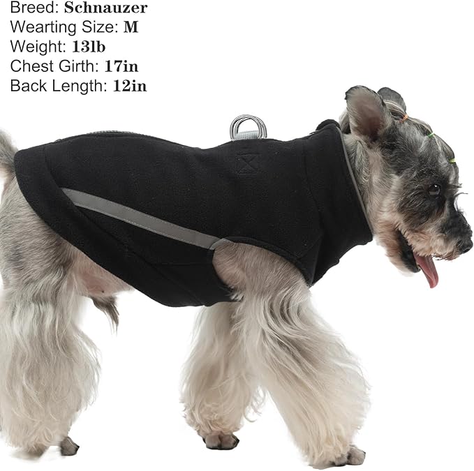EXPAWLORER Dog Fleece Vest Jacket Sweater for Small Medium Large Dogs, Cold Weather Winter Coat Hoodie with Leash D-Ring and Zipper, Reflective Warm Sleeveless Puppy Clothes for S M L Boys Girls Cats