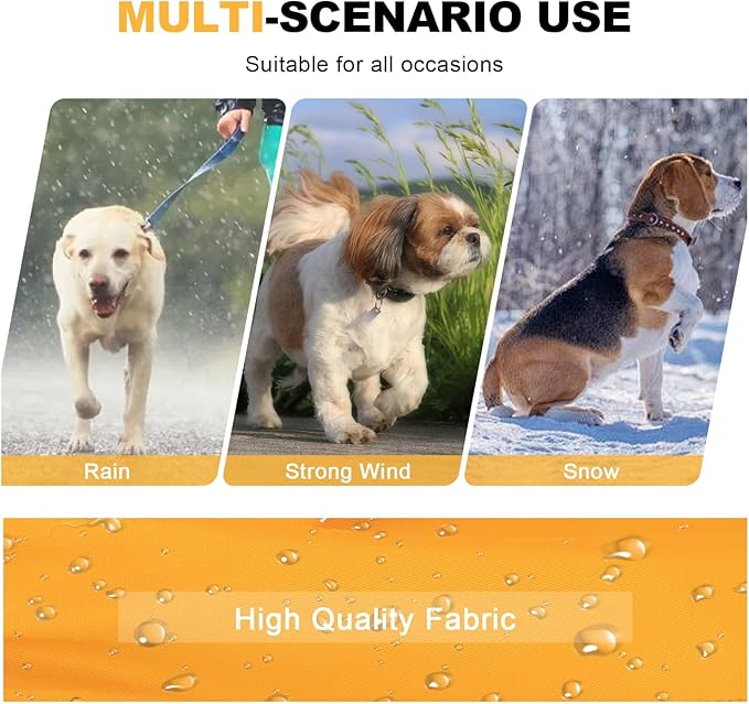 PINA Dog Raincoat, Waterproof Jacket with Hood and Pocket, Lightweight Dog Jacket with Leash Hole, Reflective Strap for Wet Weather, Full Wrap Design for Full Protection