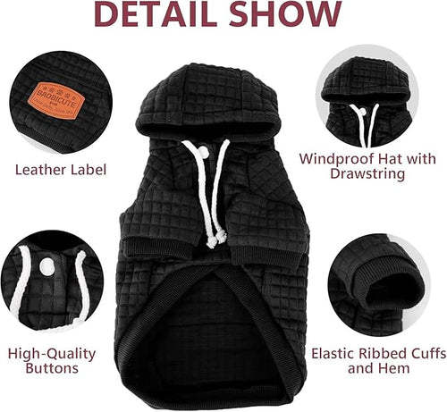 2 Pack Dog Hoodie Sweaters for Small Medium Dogs Warm Dog Clothes for Large Dogs Soft Waffle-Like Laminated Sweatshirt Bulldog (Black, M (Back: 15.5",Chest: 21.6", Neck: 13"))