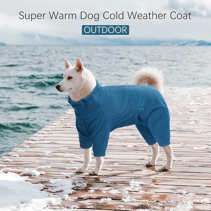 ROZKITCH Fleece Coat for Dogs, Pet Windproof Warm Cold Weather Jacket Vest Cozy Jumpsuit Apparel Outfit Clothes for Large Giant Dog Walking Sleep 3XL