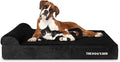 The Dog’s Bed Orthopedic Headrest Dog Bed XL Black Plush, Memory Foam, Pain Relief for Arthritis, Hip & Elbow Dysplasia, Post Surgery, Lameness, Waterproof Washable Cover