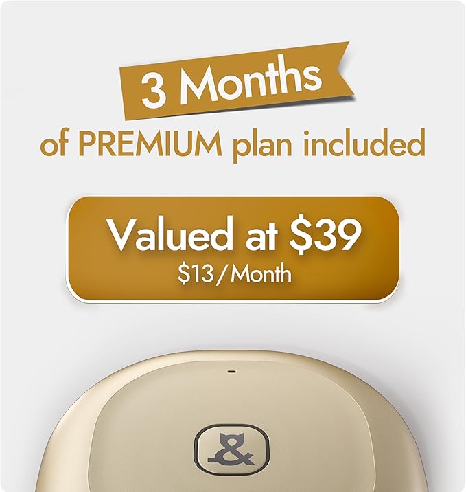 Molly&Cody GPS + Bluetooth Pet Tracker for Cats & Dogs – Real‑Time Tracking, Virtual Fence, IP67 Waterproof, Up to 60‑Day Battery, Health Monitoring, iOS/Android – 3‑Month Subscription Included (Gold)