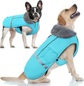 Doglay Dog Winter Coat with Thicken Furry Collar,Soft Reflective Warm Pet Jacket Fleece Lining Waterproof Windproof Clothes for Cold Weather,Small Medium Large Dogs,3XL(Chest:31.5-43.31,Back:27.17)