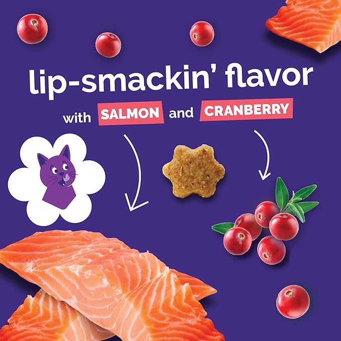 Fruitables Cat Treats Crunchy Cat Treats, Healthy Low Calorie Kitten Snacks, Made Without Wheat, Corn and Soy, Kitten Essentials, Made with Real Salmon and Cranberry, 30 Ounces