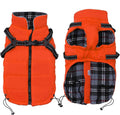 Geyecete Winter Warm Coat Waterproof Dog Winter Jacket with Harness Traction Belt,Pet Outdoor Jacket Dog Autumn and Winter Clothes for Medium, Small Dog-Orange-S