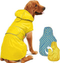 Dog Raincoat Reversible, Single Side Slicker Poncho Adjustable Waterproof Dog Rain Jacket with Leash Hole/Reflective Stripe Hooded Snowproof Windproof Clothes for Small to 3X-Large Dogs, 3XL