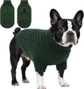 Dog Sweaters for Large Dogs Classic Turtleneck Dog Christmas Sweater Thick Warm Pullover Male Puppy Pet Stretch Knitwear Fall Winter Clothes with Leash Hole(Green, L)