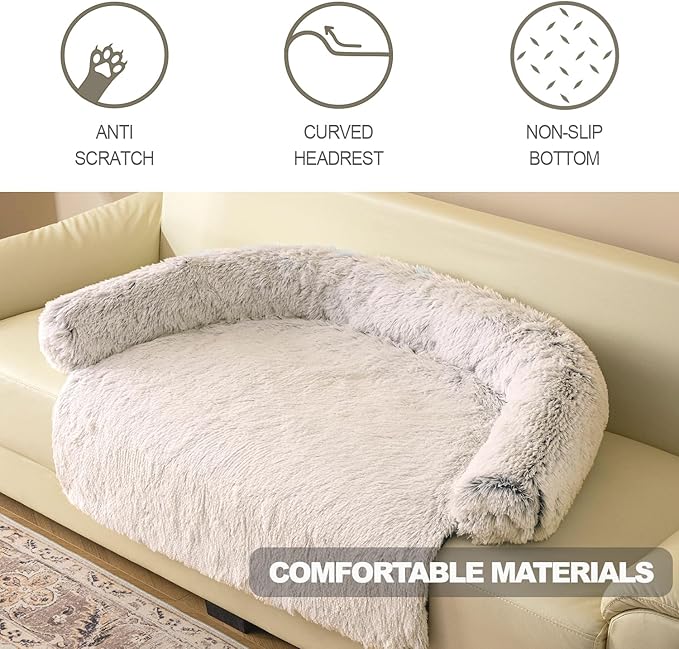Calming Dogs/Cats Bed Mats, Dog Pad Washable Removable Couch Cover, Plush Long Fur Mat for Pets, Waterproof Lining, Perfect for Small, Medium and Large Dogs and Cats (Gradient Brown, 41"x37")