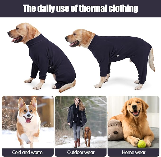 Fleece Dog Sweater for Small Medium Large Dog for Daily Run Walk Sleep Pet Winter Jacket & Windproof Clothes Coat XL Navy Blue