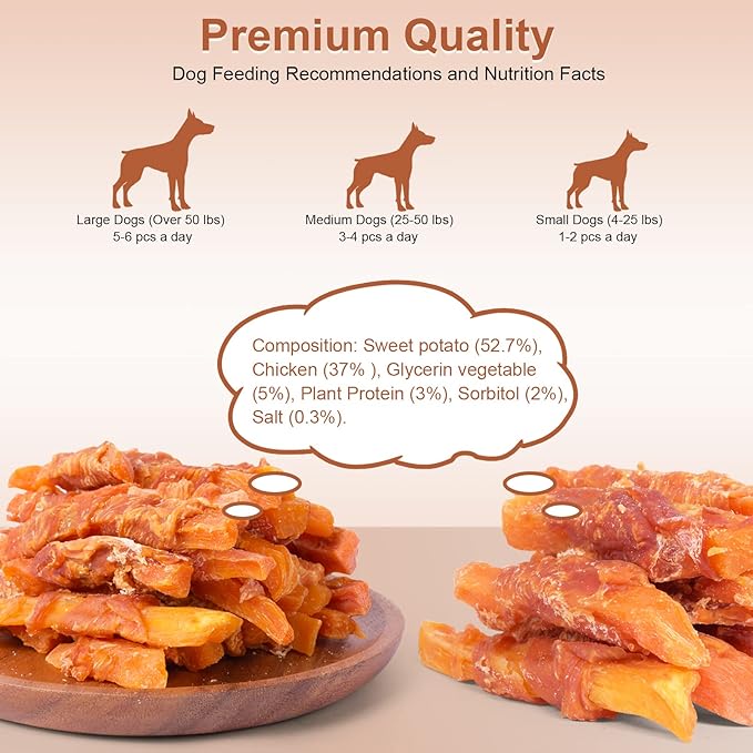 Chicken Wrapped Sweet Potato Dog Treats, Puppy Training Snacks, Rawhide Free 2lb