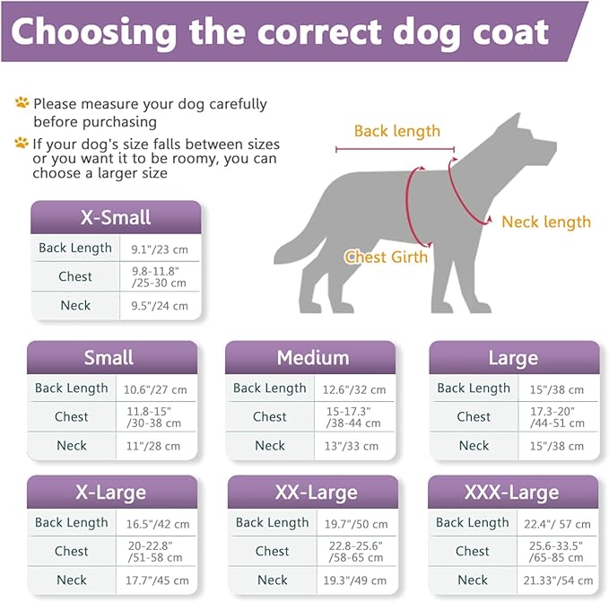 Fleece Hoodie, Windproof Waterproof Dog Coat, Winter Warm Jacket, Cold Weather Pet Apparel Clothes Vest for Small Medium Large Dogs (2XL, Purple)
