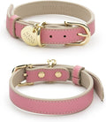 NINA WOOF Rio Vegan Leather Dog Collar - Padded Luxury Dog Collar with Adjustable Buckle - Collar for Dogs Small Dogs to Large Dogs (Medium, Pink)