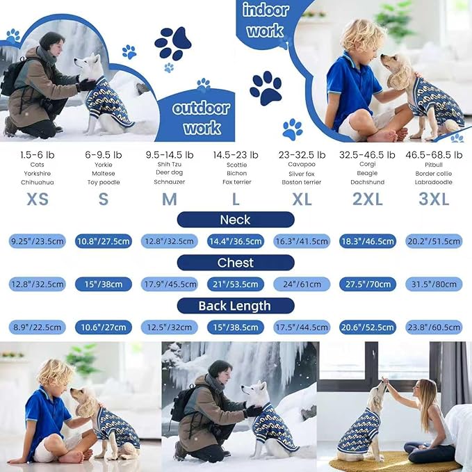 Pet Sweaters for Dogs Boys and Girls, Dynamic Letter Patterned Dog Sweater,Dog Cardigan,Pet Clothes,Pet Knitted Clothing,Fit for Different Seasons and Kinds of Dogs(Blue 3XL)