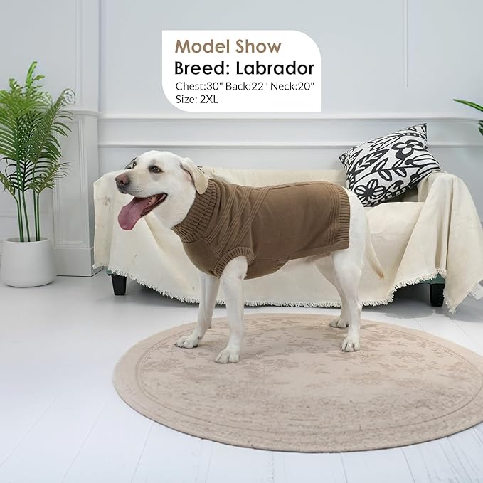 Dog Sweaters for Large Dogs Male Female Pet Knitwear Classic Puppy Warm Pullover Turtleneck Cold Weather Clothes for French Bulldog(Brown, L)