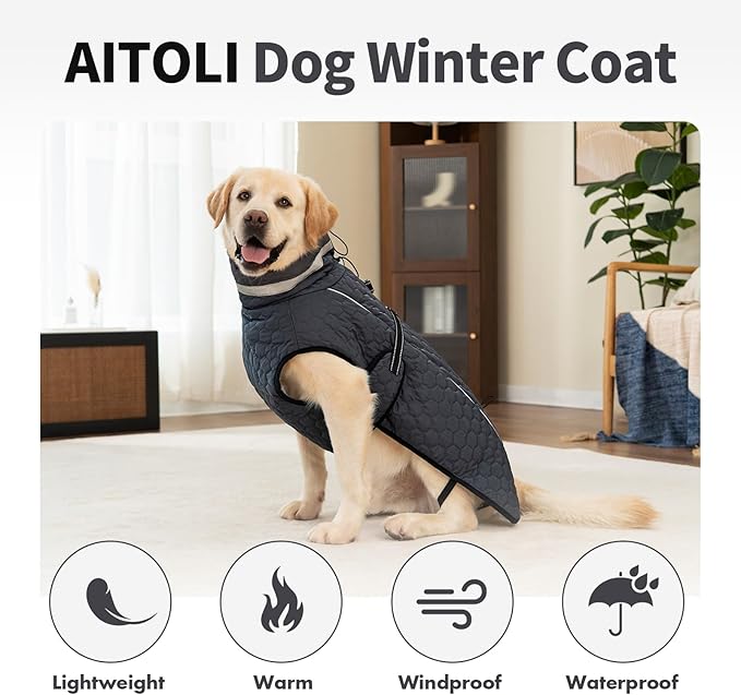 Dog Winter Coat for Small Medium Dogs, Reflective Dog Winter Jacket, Thick Fleece Snowsuit & Christmas Vest, Warm Water-Resistant Puppy Coat, Small Doggie Jackets for Cold Weather
