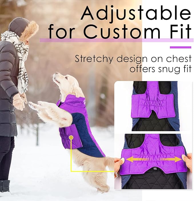 ThinkPet Dog Cold Weather Coats - Cozy Waterproof Windproof Reversible Winter Dog Jacket, Thick Padded Warm Coat Reflective Vest Clothes for Puppy Small Medium Large Dogs