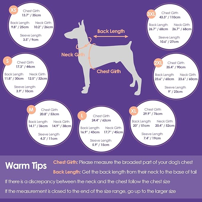 SUNFURA Full Body Dog Coat - Warm Fleece Jacket for Small Dogs, Turtleneck Winter Coats with Harness, Reflective Dog Snowsuit Windproof Puffer Jackets with Legs for Chihuahua, Yorkie, Purple XS