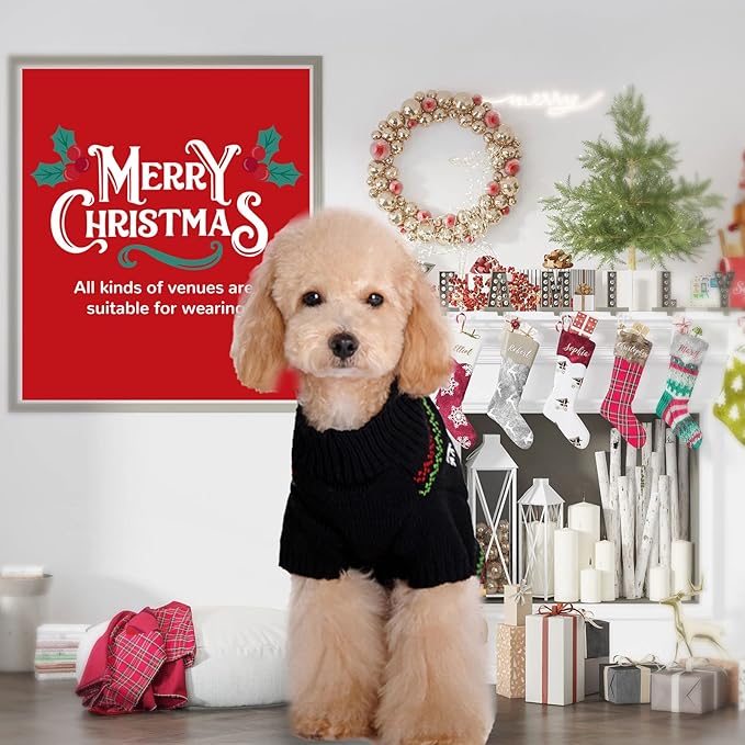 PETCARE Dog Christmas Sweater Black Ugly Funny Cute Cartoon Reindeer Cat Sweaters Jumper Holiday Dog Clothes Puppy Sweaters for Small Medium Large Dogs Fall Winter Outfits Xmas Dogs Costume,X-Large