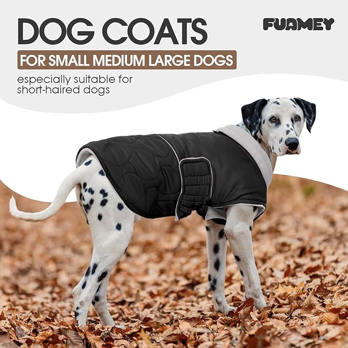 FUAMEY Dog Winter Coat Warm, Dogs Turtleneck Fleece Jacket, Waterproof Cold Weather Puppy Snowsuit with Harness Hole, Extra Small Sherpa Vest for Pet (Black, XS)