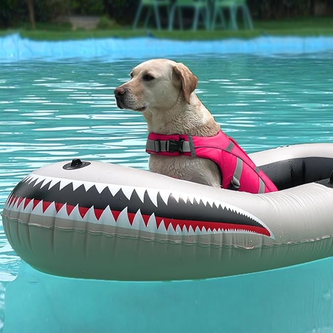 Kuoser Large Dog Life Jacket - Reflective Swim Vest for Boating, Pink XL