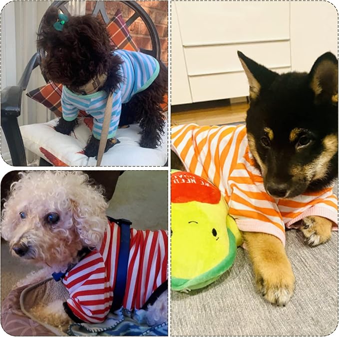 Geyoga 6 Pieces Dog Striped T-Shirt Cotton Breathable Pet Apparel Colorful Puppy Sweatshirt Clothes for Small to Medium Dogs Puppy(S)
