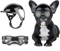 Dog Helmet and Goggles for Small Dogs - Pet Goggles Pet Motorcycle Helmet Hat with Ear Holes Adjustable Straps Safety Helmet for Puppy Riding - Black