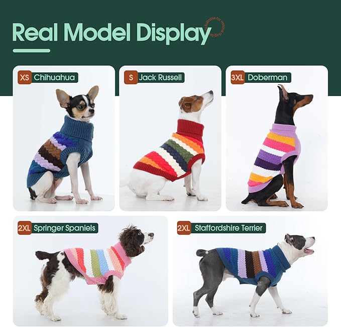 Kuoser Dog Sweater, XL Dog Sweaters for Large Dogs Pet Cable Knitted Pullover Warm Clothes, Turtleneck Classic Knitwear Soft Thick Puppy Xmas Holiday Outfit Cold Weather Thermal Wear, Purple XL