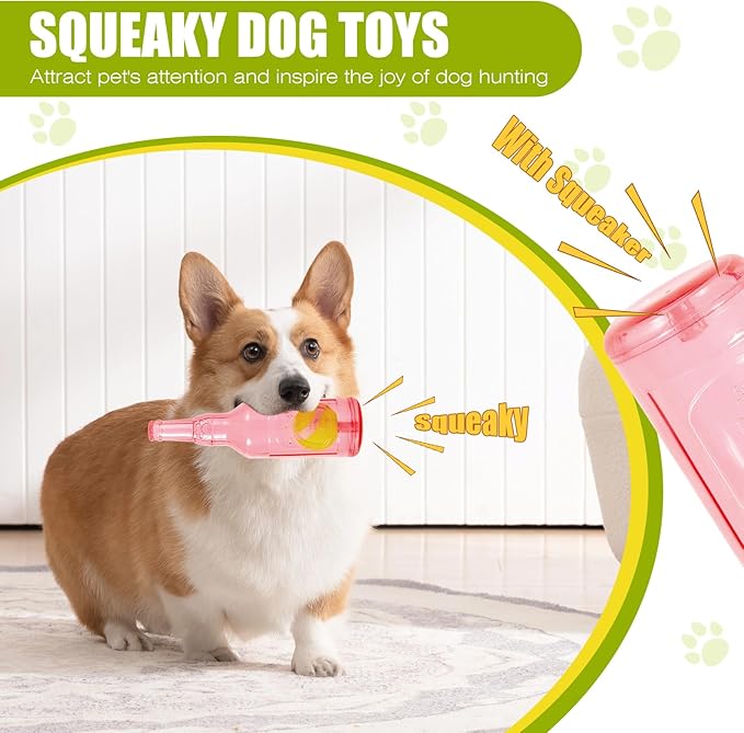 Dog Toy, Dog Squeak Toy, Floating Dog Toy, Interactive Fetch Toy for Play and Training, Bottle Shape with Tennis Ball Inside (Set of Two Small)