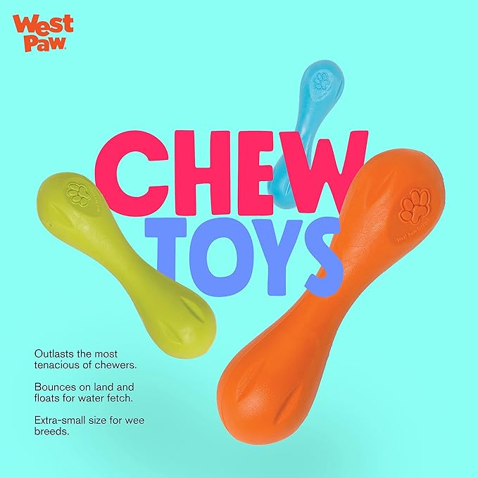 WEST PAW Zogoflex Hurley Dog Bone Chew Toy – Floatable Pet Toys for Aggressive Chewers, Catch, Fetch – Bright-Colored Bones for Dogs – Recyclable, Dishwasher-Safe, Non-Toxic, Small, Tangerine